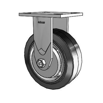 4 Series 2 Inch Wide Casters Top Plate Rigid Caster with 6 x 2 Performa Rubber (Flat/Black) Wheel