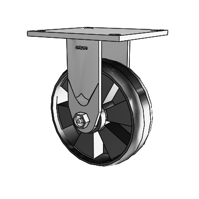 Série 4 : roulettes de 2 pouces de large, à plaque supérieure rigide, équipées d'une roue Maxim 6 x 2