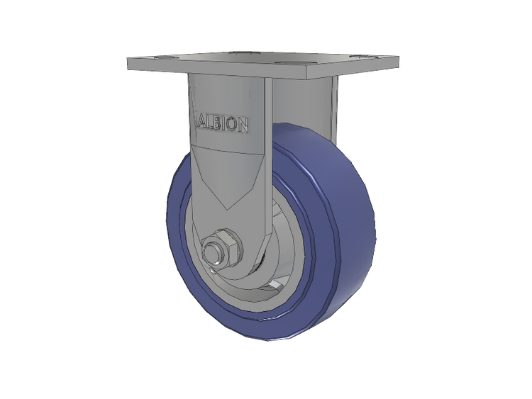 120 Series Top Plate Rigid Caster with 5 x 2 Blue HF - HydroTech (Flat) Wheel