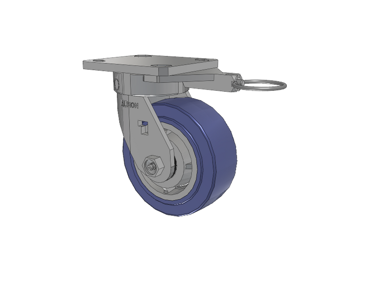 120 Series Top Plate Swivel Caster with 5 x 2 Blue HF - HydroTech (Flat) Wheel