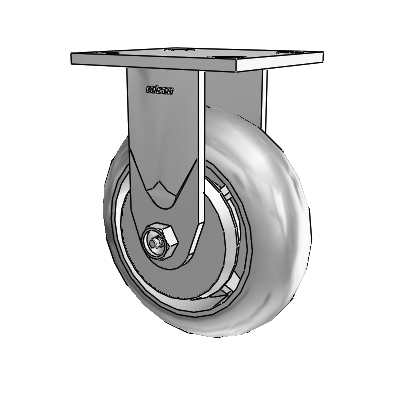 Série 4 : roulettes de 2 pouces de large, à plaque supérieure rigide, avec roue en caoutchouc Performa de 6 x 2 (ronde)