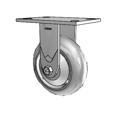 Série 4 : roulettes de 2 pouces de large, à plaque supérieure rigide, avec roue en caoutchouc Performa de 6 x 2 (ronde)