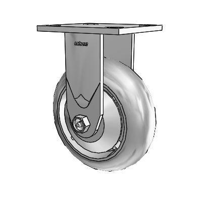 Série 4 : roulettes de 2 pouces de large, à plaque supérieure rigide, avec roue en caoutchouc Performa 6 x 2 (ronde/grise)