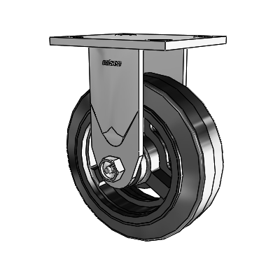4 Series 2 Inch Wide Casters Top Plate Rigid Caster with 6 x 2 MR - Moldon Rubber (Cast Iron Core) Wheel