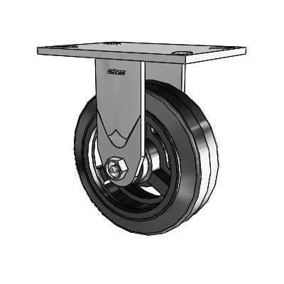 4 Series 2 Inch Wide Casters Top Plate Rigid Caster with 6 x 2 MR - Moldon Rubber (Cast Iron Core) Wheel