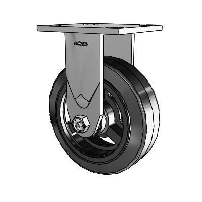 4 Series 2 Inch Wide Casters Top Plate Rigid Caster with 6 x 2 MR - Moldon Rubber (Cast Iron Core) Wheel