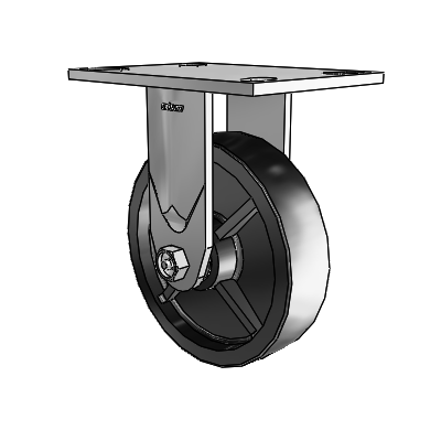 4 roulettes de la série 1 de 1 1/2", plaque supérieure rigide en zinc avec roue en polyoléfine de 6 x 1,5