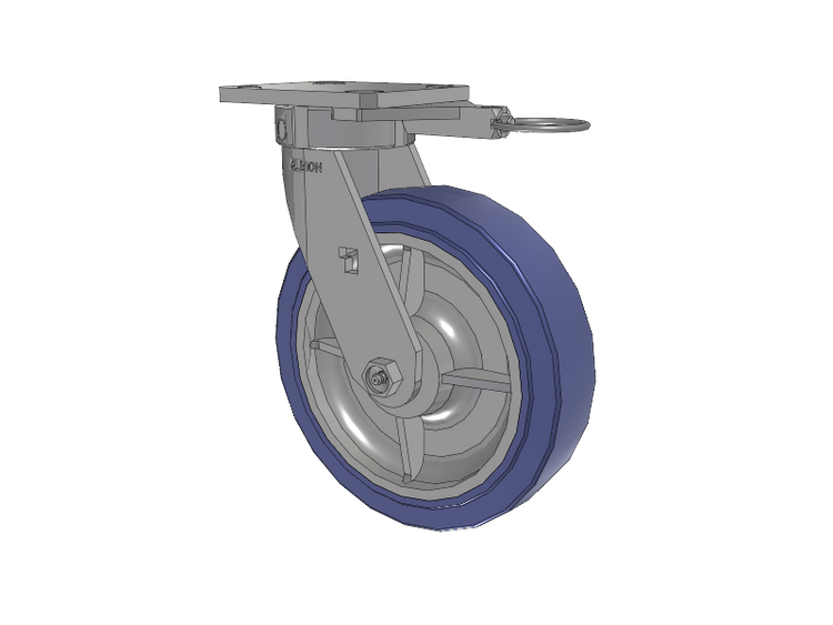 120 Series Top Plate Swivel Caster with 8 x 2 Blue HF - HydroTech (Flat) Wheel