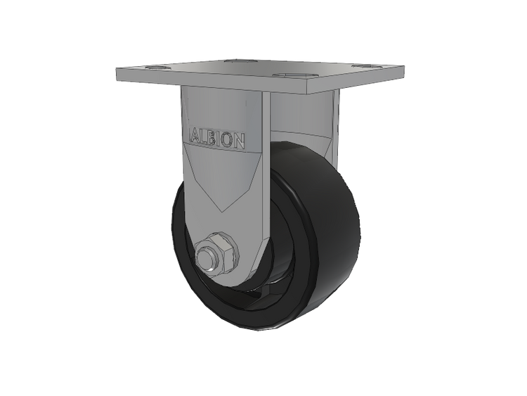 120 Series Top Plate Rigid Caster with 4 x 2 Black Nylon HT - Glass-Filled Nylon (High Heat) Wheel