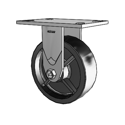 Série 4 : roulettes de 2 pouces de large, à plaque supérieure rigide, avec roue en polyoléfine de 6 x 2