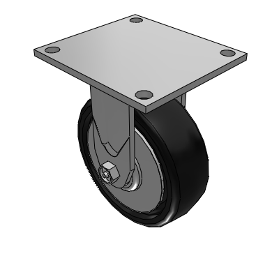 4 Series 2 Inch Wide Casters Top Plate Rigid with 6 x 2 Endura Solid Elastomer Wheel