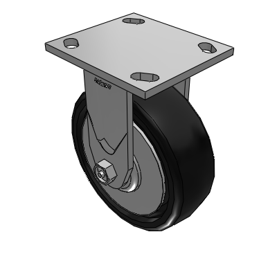 4 Series 2 Inch Wide Casters Top Plate Rigid with 6 x 2 Endura Solid Elastomer Wheel