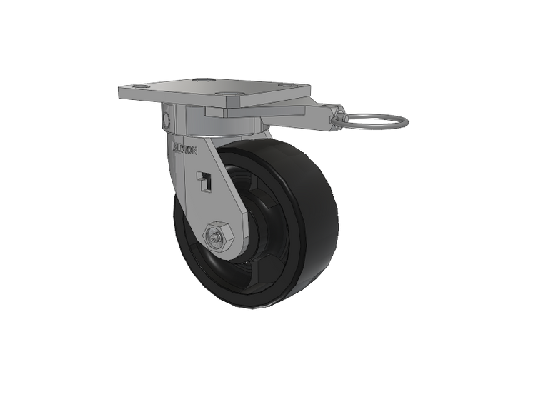 120 Series Top Plate Swivel Caster with 5 x 2 Black Nylon HT - Glass-Filled Nylon (High Heat) Wheel