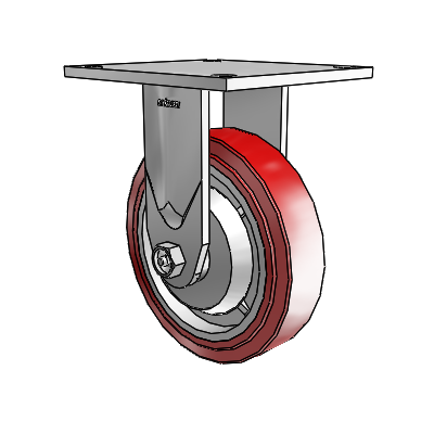 Roulettes série 4 de 1 1/2", plaque supérieure rigide en zinc avec roue HI-TECH en polyuréthane de 6 x 1,5