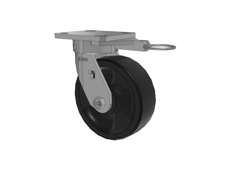 120 Series Top Plate Swivel Caster with 6 x 2 Black Nylon HT - Glass-Filled Nylon (High Heat) Wheel