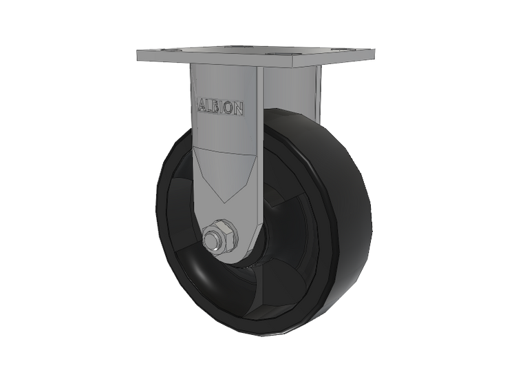 120 Series Top Plate Rigid Caster with 6 x 2 Black Nylon HT - Glass-Filled Nylon (High Heat) Wheel