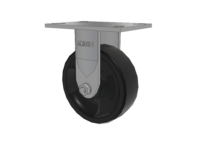 120 Series Top Plate Rigid Caster with 6 x 2 Black Nylon HT - Glass-Filled Nylon (High Heat) Wheel
