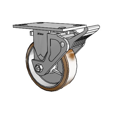 4 Series 2 Inch Wide Casters Top Plate Rigid Caster with 6 x 2 Moldon Nylon (Aluminum Core) Wheel and Tech Lock Brake