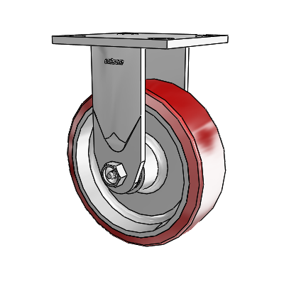 4 Series 2 Inch Wide Casters Top Plate Rigid with 6 x 2 Moldon Polyurethane (Aluminum Core) Wheel