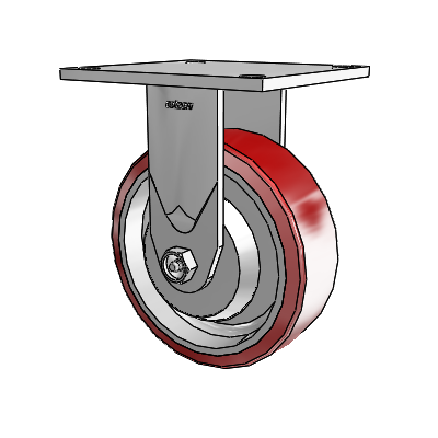 4 Series 2 Inch Wide Casters Top Plate Rigid Caster with 6 x 2 Moldon Polyurethane (Aluminum Core) Wheel