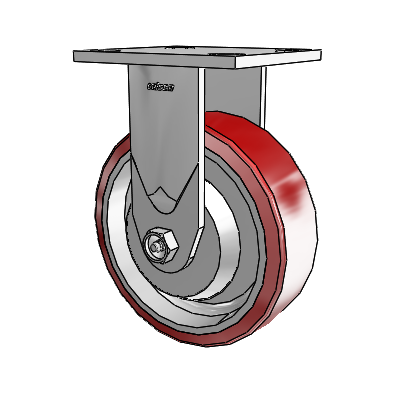 4 Series 2 Inch Wide Casters Top Plate Rigid Caster with 6 x 2 Moldon Polyurethane (Aluminum Core) Wheel
