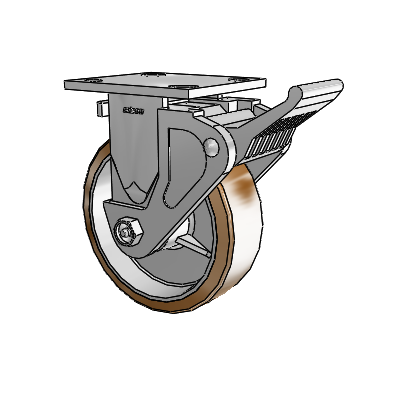 4 Series 2 Inch Wide Casters Top Plate Rigid Caster with 6 x 2 Moldon Nylon (Aluminum Core) Wheel and Tech Lock Brake