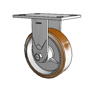 4 Series 2 Inch Wide Casters Top Plate Rigid Caster with 6 x 2 Moldon Nylon (Aluminum Core) Wheel