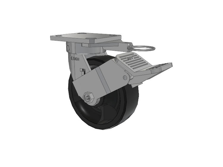 120 Series Top Plate Swivel Caster with 6 x 2 Black Nylon HT - Glass-Filled Nylon (High Heat) Wheel and Stainless Steel Face Brake