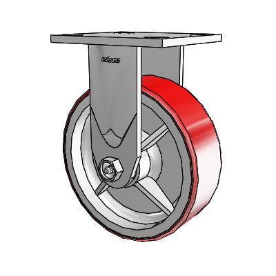 4 Series 2 Inch Wide Casters Top Plate Rigid Caster with 6 x 2 Moldon Polyurethane (Cast Iron Core) Wheel