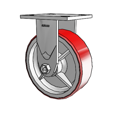 4 Series 2 Inch Wide Casters Top Plate Rigid Caster with 6 x 2 Moldon Polyurethane (Cast Iron Core) Wheel