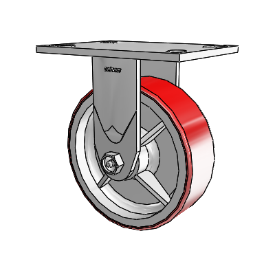 Série 4 : roulettes de 2 pouces de large, à plaque supérieure rigide, avec roue en polyuréthane Moldon 6 x 2 (noyau en fonte)