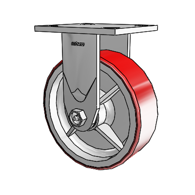 4 Series 2 Inch Wide Casters Top Plate Rigid Caster with 6 x 2 Moldon Polyurethane (Cast Iron Core) Wheel