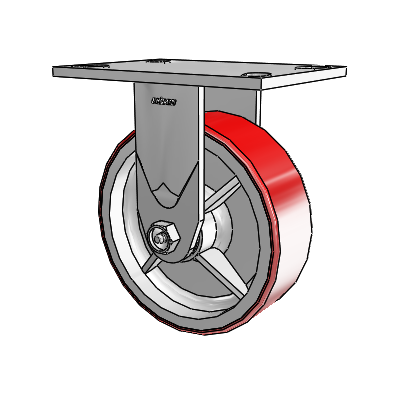 4 Series 2 Inch Wide Casters Top Plate Rigid Caster with 6 x 2 Moldon Polyurethane (Cast Iron Core) Wheel