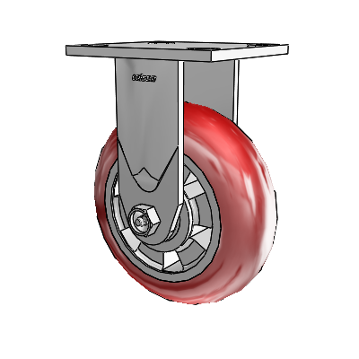 4 Series 2 Inch Wide Casters Top Plate Rigid Caster with 6 x 2 Triumph (Round/Red) Wheel