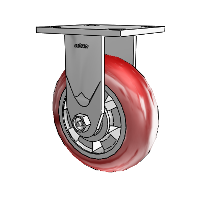 4 Series 2 Inch Wide Casters Top Plate Rigid Caster with 6 x 2 Triumph (Round/Red) Wheel