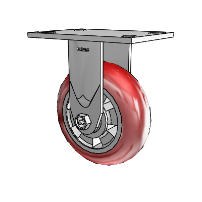 4 Series 2 Inch Wide Casters Top Plate Rigid Caster with 6 x 2 Triumph (Round/Red) Wheel