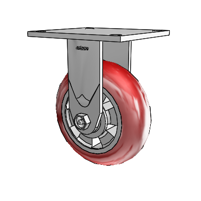 4 Series 2 Inch Wide Casters Top Plate Rigid Caster with 6 x 2 Triumph (Round/Red) Wheel