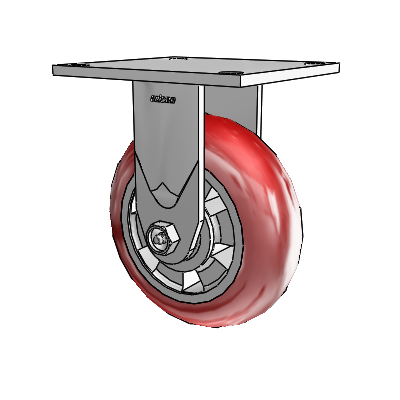 4 Series 2 Inch Wide Casters Top Plate Rigid Caster with 6 x 2 Triumph (Round/Red) Wheel