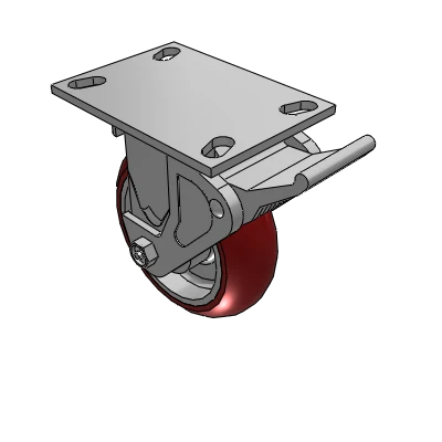 4 Series 2 Inch Wide Casters Top Plate Rigid with 6 x 2 CG Max Maroon Wheel and Tech Lock Brake