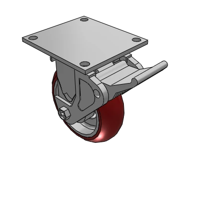 4 Series 2 Inch Wide Casters Top Plate Rigid with 6 x 2 CG Max Maroon Wheel and Tech Lock Brake