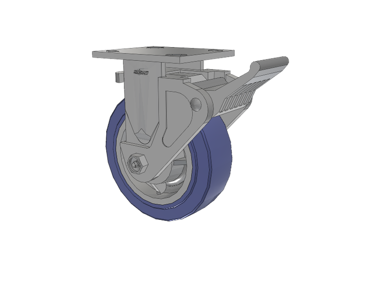 4 Series 2 Inch Wide Casters Top Plate Rigid with 6 x 2 HydroTech (Flat) Wheel and Tech Lock Brake
