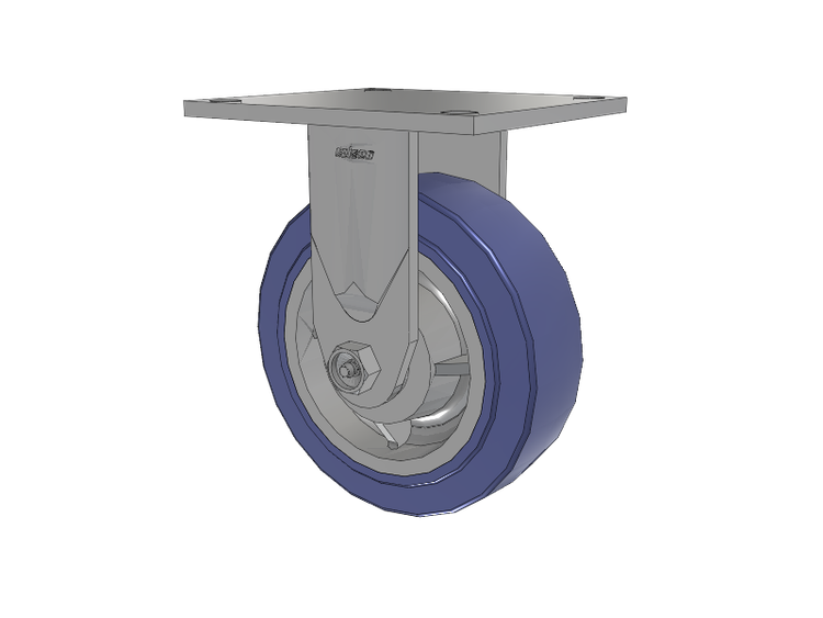 4 Series 2 Inch Wide Casters Top Plate Rigid with 6 x 2 HydroTech (Flat) Wheel