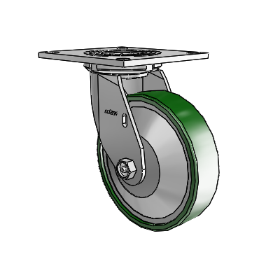 4 roulettes de la série 1 de 1 1/2", à plaque supérieure pivotante en zinc, avec roue en fonte de 6 x 1,5