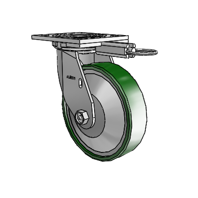 4 roulettes de la série 1 de 1 1/2", à plaque supérieure pivotante en zinc, avec roue en fonte de 6 x 1,5