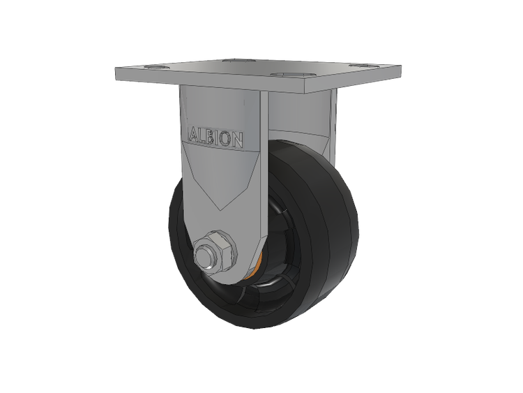 120 Series Top Plate Rigid Caster with 4 x 2 Black Nylon NG - Maxim Nylon Wheel