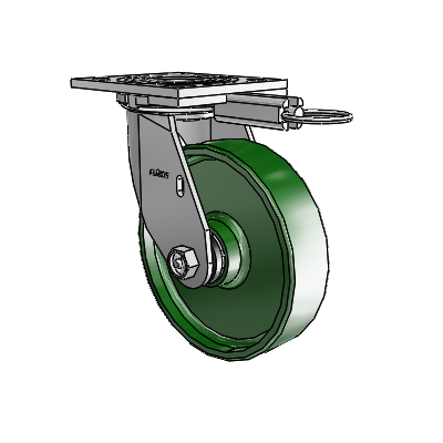 4 roulettes de la série 1 de 1 1/2", à plaque supérieure pivotante en zinc, avec roue en fonte de 6 x 1,5