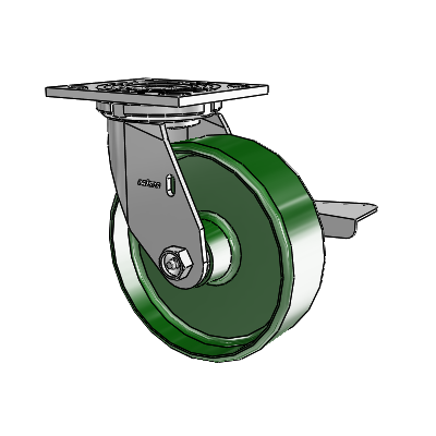 4 Series 2 Inch Wide Top Plate Swivel Caster Caster with 6 x 2 Cast Iron Wheel and Side Lock Brake