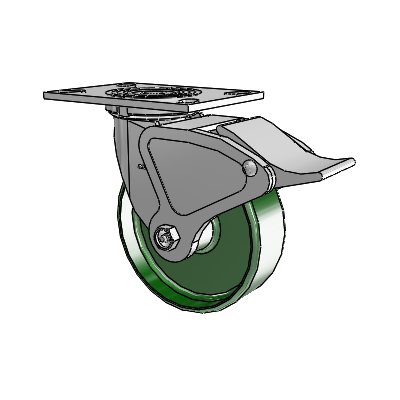 4 Series 2 Inch Wide Top Plate Swivel Caster Caster with 6 x 2 Cast Iron Wheel and Total Lock Brake