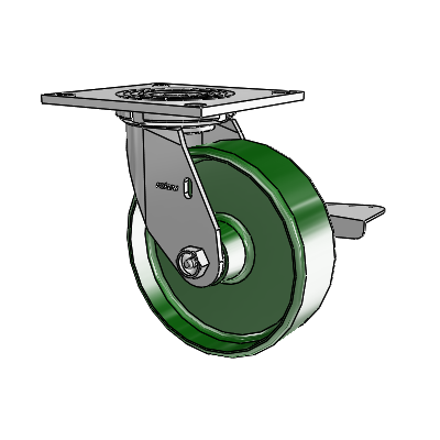 4 Series 2 Inch Wide Top Plate Swivel Caster Caster with 6 x 2 Cast Iron Wheel and Side Lock Brake