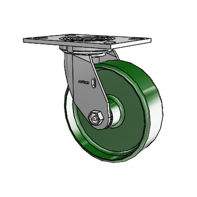 Roulette pivotante de la série 4, à plaque supérieure de 2 pouces de large, équipée d'une roue en fonte de 6 x 2